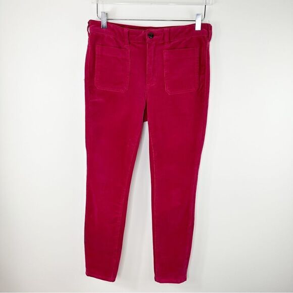 Pilcro Anthro High‎ Rise Skinny Pink Berry Velour Corduroy Pants - Picture 3 of 13